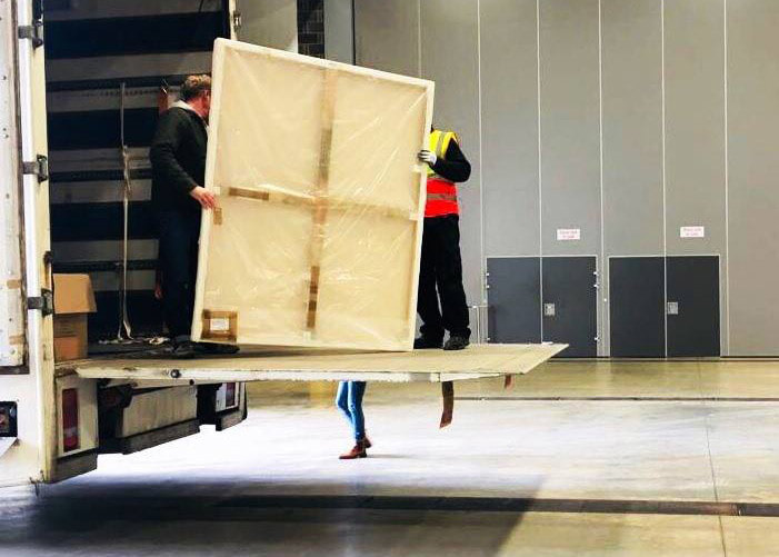Taking delivery of artworks re. Stage Two judging of the John Moores Painting Prize | copyright Katherine Lloyd
