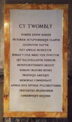 Commemorative plaque for Cy Twombly in Santa Maria in Vallicella, Rome
