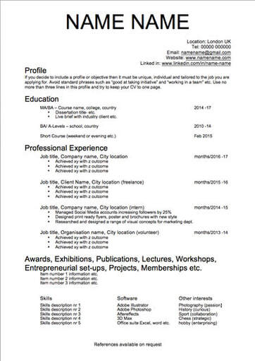 Free Cv For Artist Example